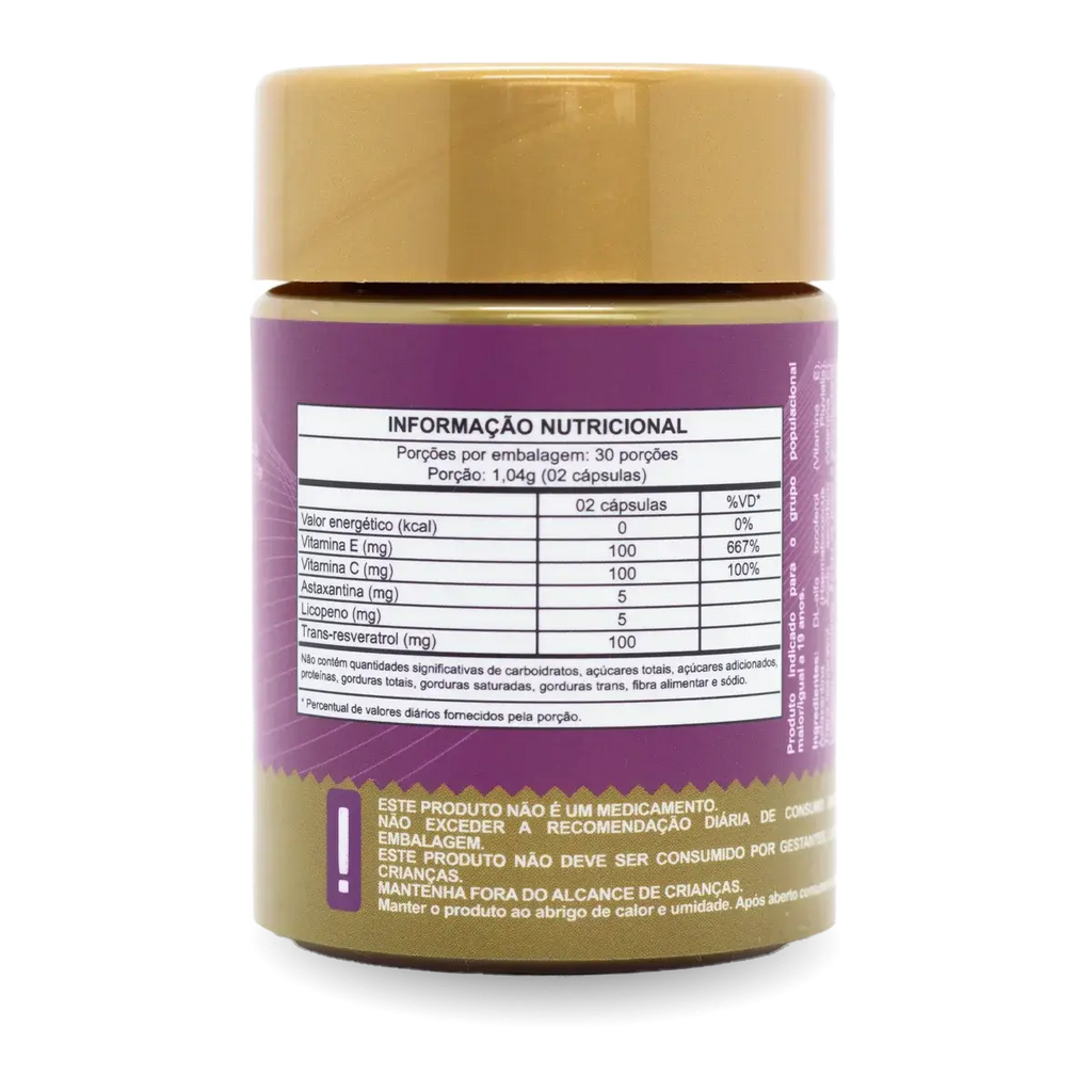 Resveratrol, Astaxantina e complementos em cápsula