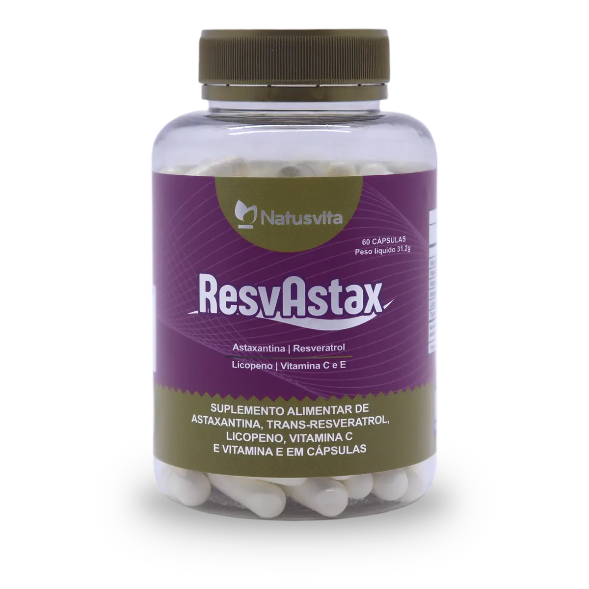 Resveratrol, Astaxantina e complementos em cápsula