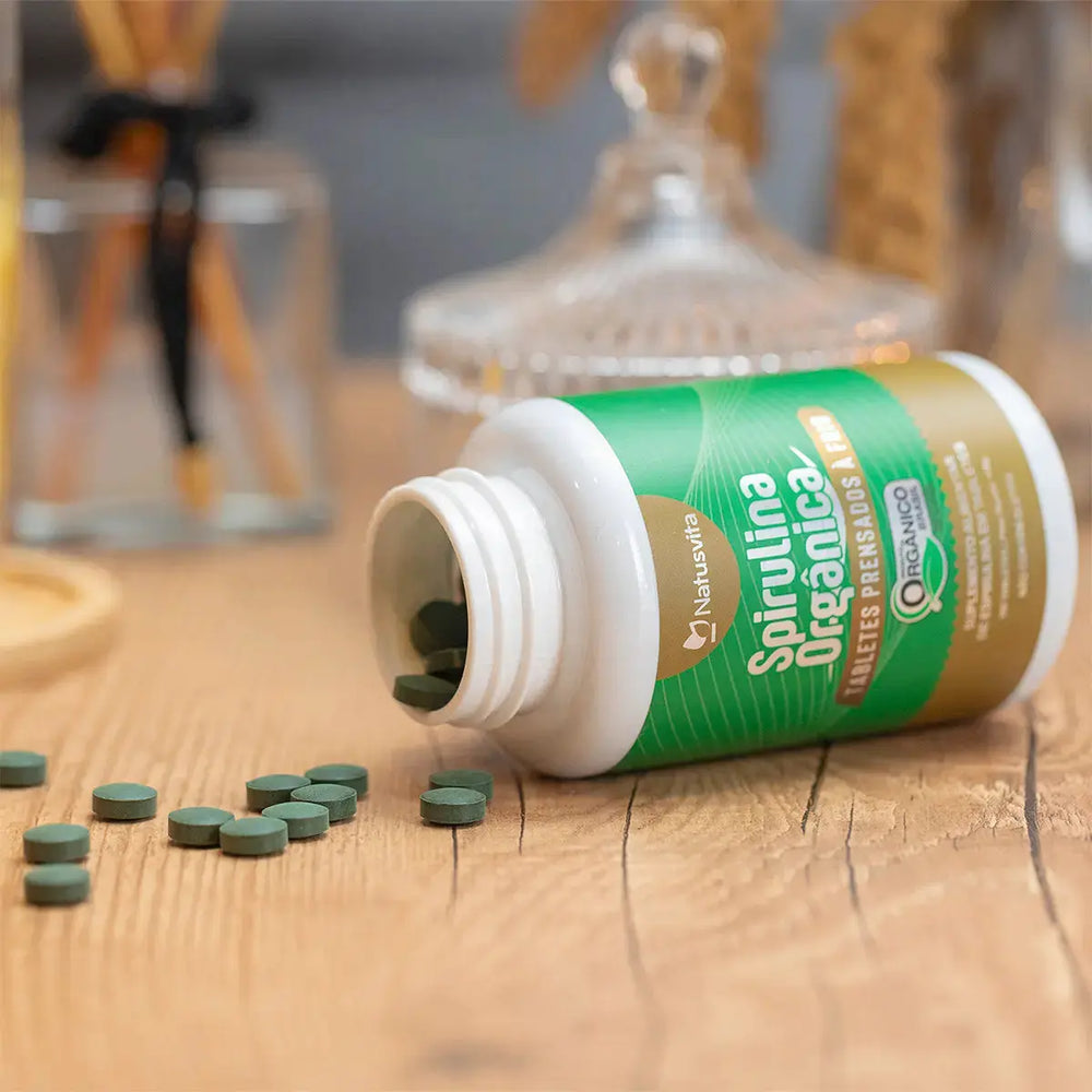 Spirulina Orgânica NatusVita - 300 tabletes prensados a frio, Selo SisOrg Certificada IBD