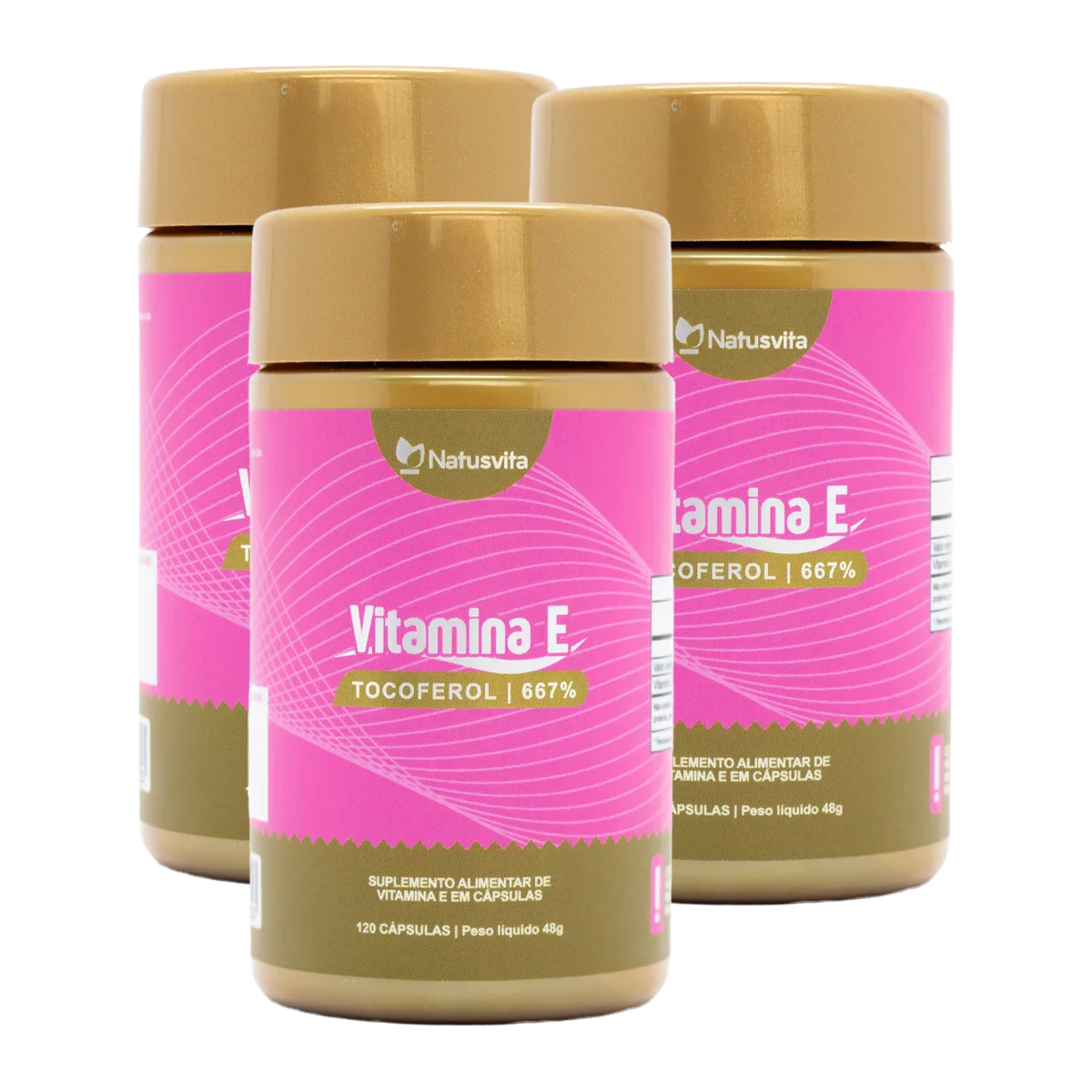 Vitamina E. 120 cápsulas. Tocoferol Isolada e Concentrada