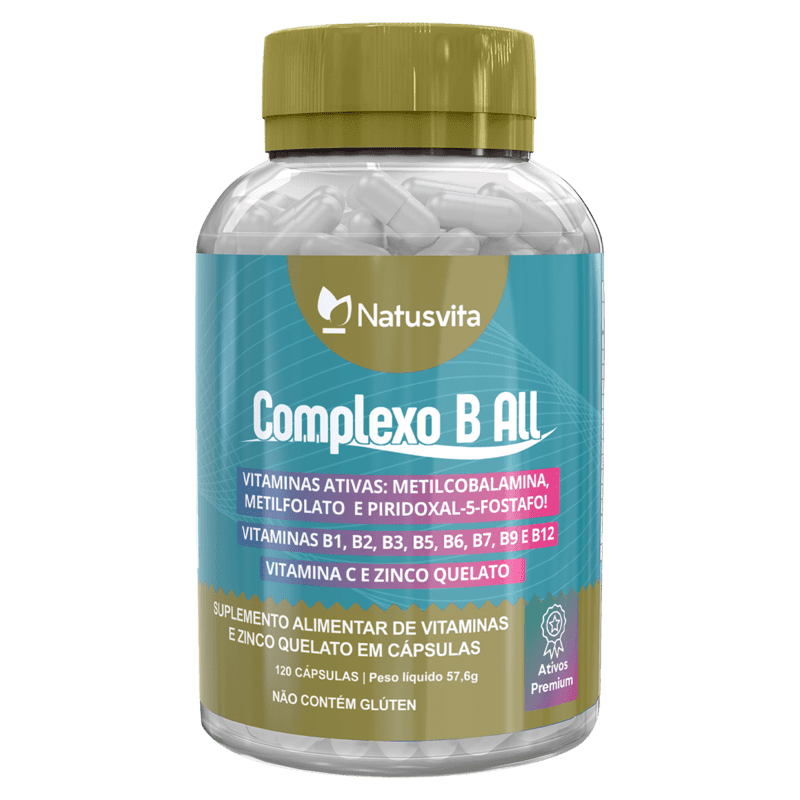 Complexo B All Vitamina B1 B2 B3 Metilfolato B5 B6 B7 B9 Metilcobalamina B12 120 Cápsulas 2622